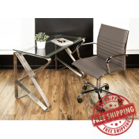 Lumisource OFC-AC-MSTR GY Master Contemporary Adjustable Office Chair with Swivel in Grey Faux Leather 
